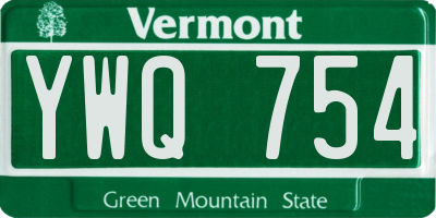 VT license plate YWQ754