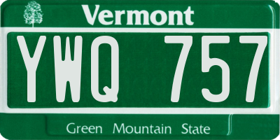 VT license plate YWQ757