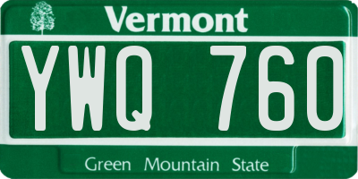 VT license plate YWQ760