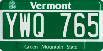 VT license plate YWQ765