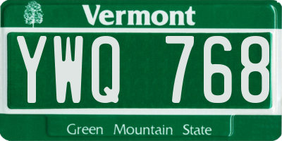 VT license plate YWQ768