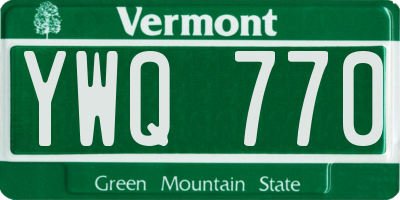 VT license plate YWQ770