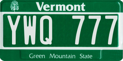 VT license plate YWQ777