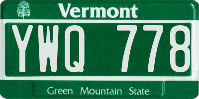 VT license plate YWQ778
