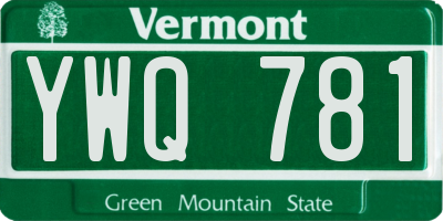 VT license plate YWQ781