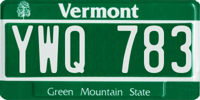 VT license plate YWQ783