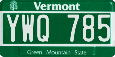 VT license plate YWQ785