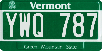 VT license plate YWQ787