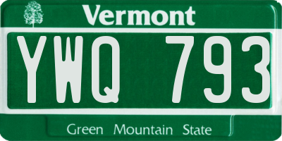 VT license plate YWQ793