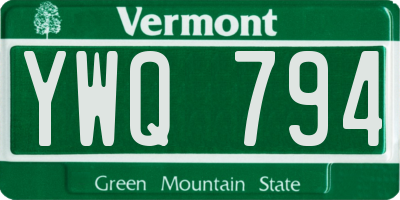 VT license plate YWQ794