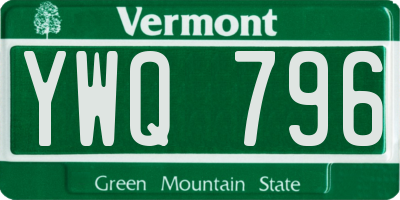 VT license plate YWQ796
