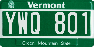 VT license plate YWQ801