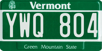 VT license plate YWQ804