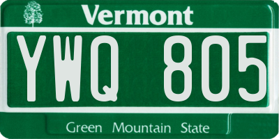 VT license plate YWQ805