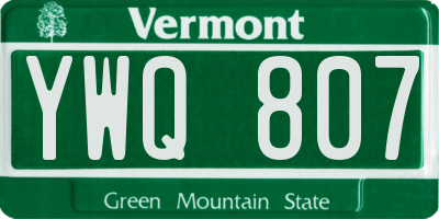 VT license plate YWQ807