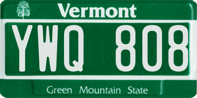 VT license plate YWQ808