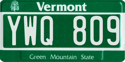 VT license plate YWQ809