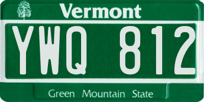 VT license plate YWQ812