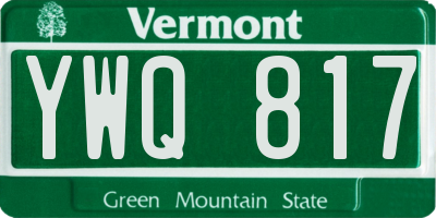 VT license plate YWQ817
