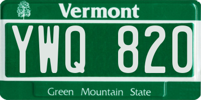 VT license plate YWQ820