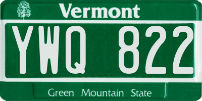 VT license plate YWQ822