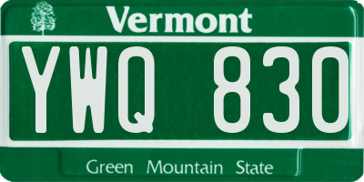 VT license plate YWQ830