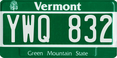 VT license plate YWQ832