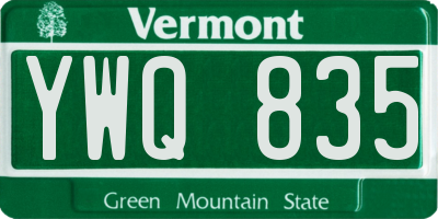 VT license plate YWQ835