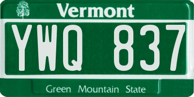 VT license plate YWQ837