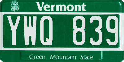 VT license plate YWQ839