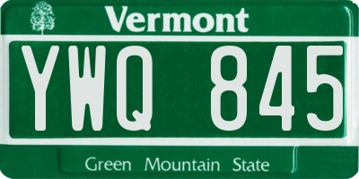 VT license plate YWQ845