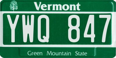 VT license plate YWQ847