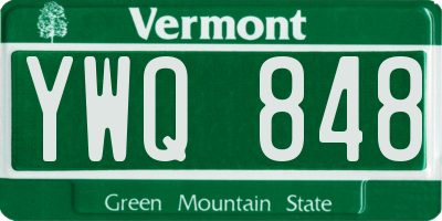 VT license plate YWQ848