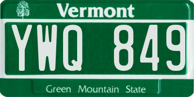 VT license plate YWQ849
