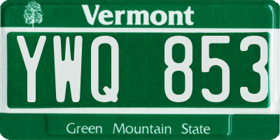VT license plate YWQ853