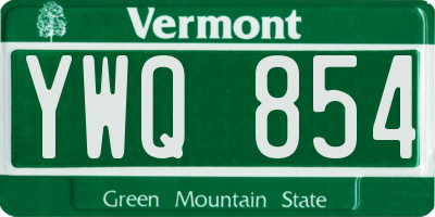 VT license plate YWQ854