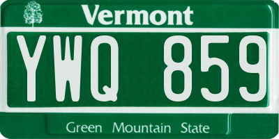 VT license plate YWQ859