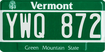 VT license plate YWQ872