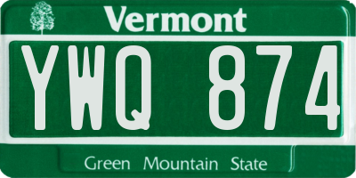 VT license plate YWQ874
