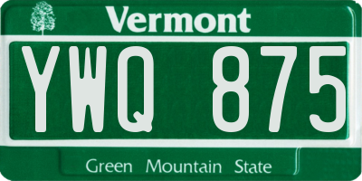 VT license plate YWQ875