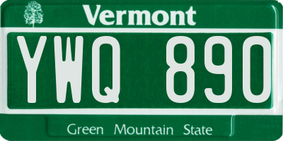 VT license plate YWQ890