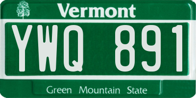 VT license plate YWQ891