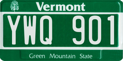 VT license plate YWQ901