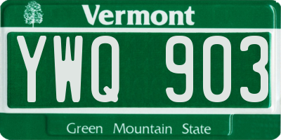 VT license plate YWQ903