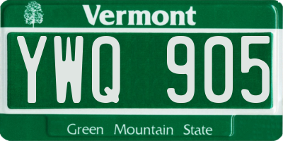 VT license plate YWQ905