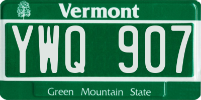 VT license plate YWQ907