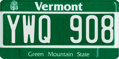 VT license plate YWQ908