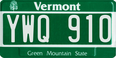 VT license plate YWQ910