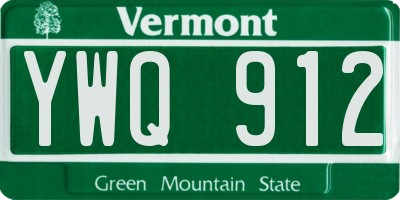 VT license plate YWQ912
