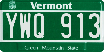 VT license plate YWQ913